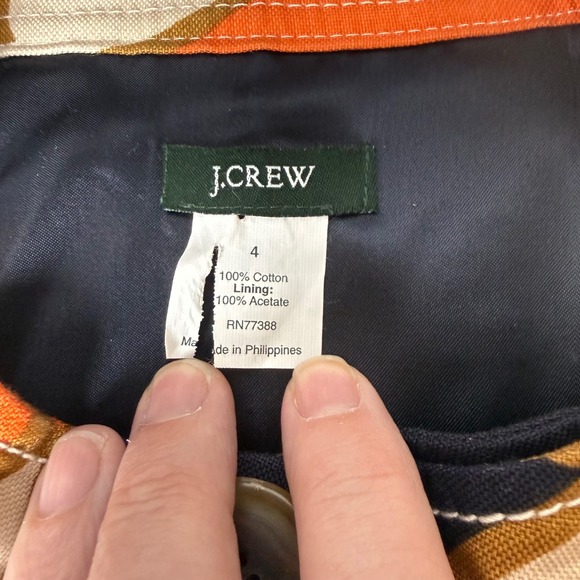 J.Crew Paisley Floral Jacket Womens 4 Orange Navy Excellent Cropped Retro 77388 - Picture 5 of 13